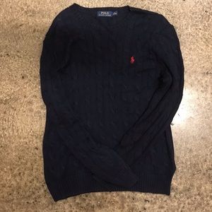 Ralph Lauren Cable-Knit Sweater- M- Hunter Navy Blue- 100% Cotton